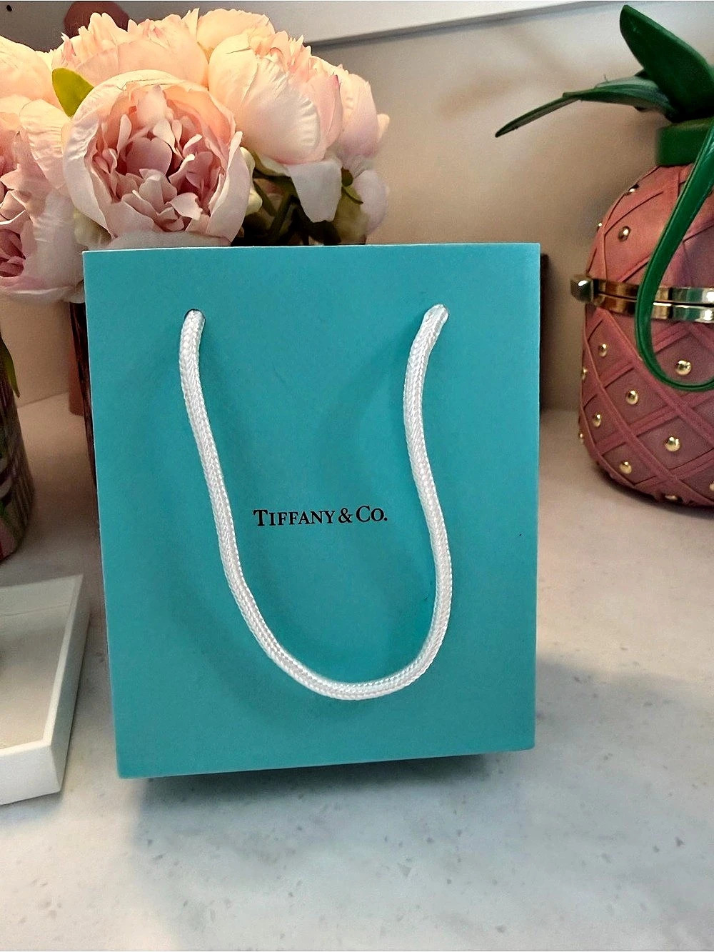 Tiffany & Co. Small Signature Blue Shopping Gift Bag 5 x 6 x 3 like new